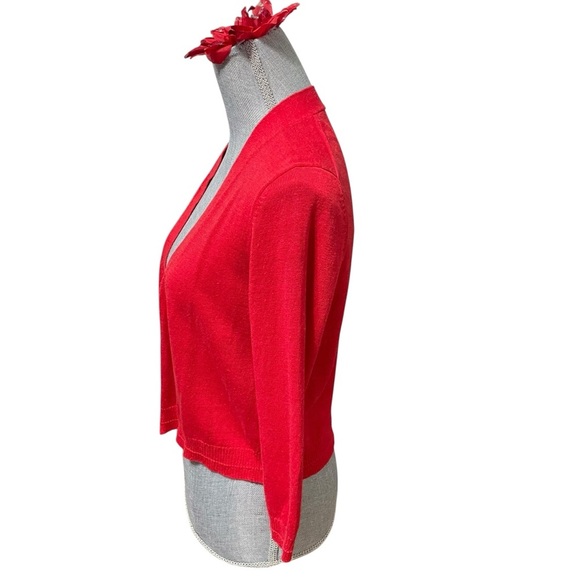 ANN TAYLOR Lightweight Dress Cardigan In Wild Tomato size S - Picture 3 of 9